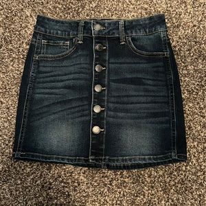 A button down denim mini skirt by SO